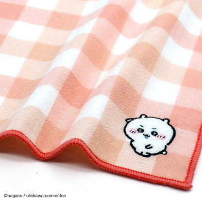 Chiikawa 8-Layer Gauze Handkerchief (Block Check Red)