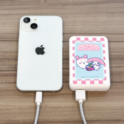 ちいかわ×サンリオキャラクターズ スーパーマーケットなMagSafe対応 ワイヤレスリチウム充電器 5000mAh（古本屋＆マイメロディ）