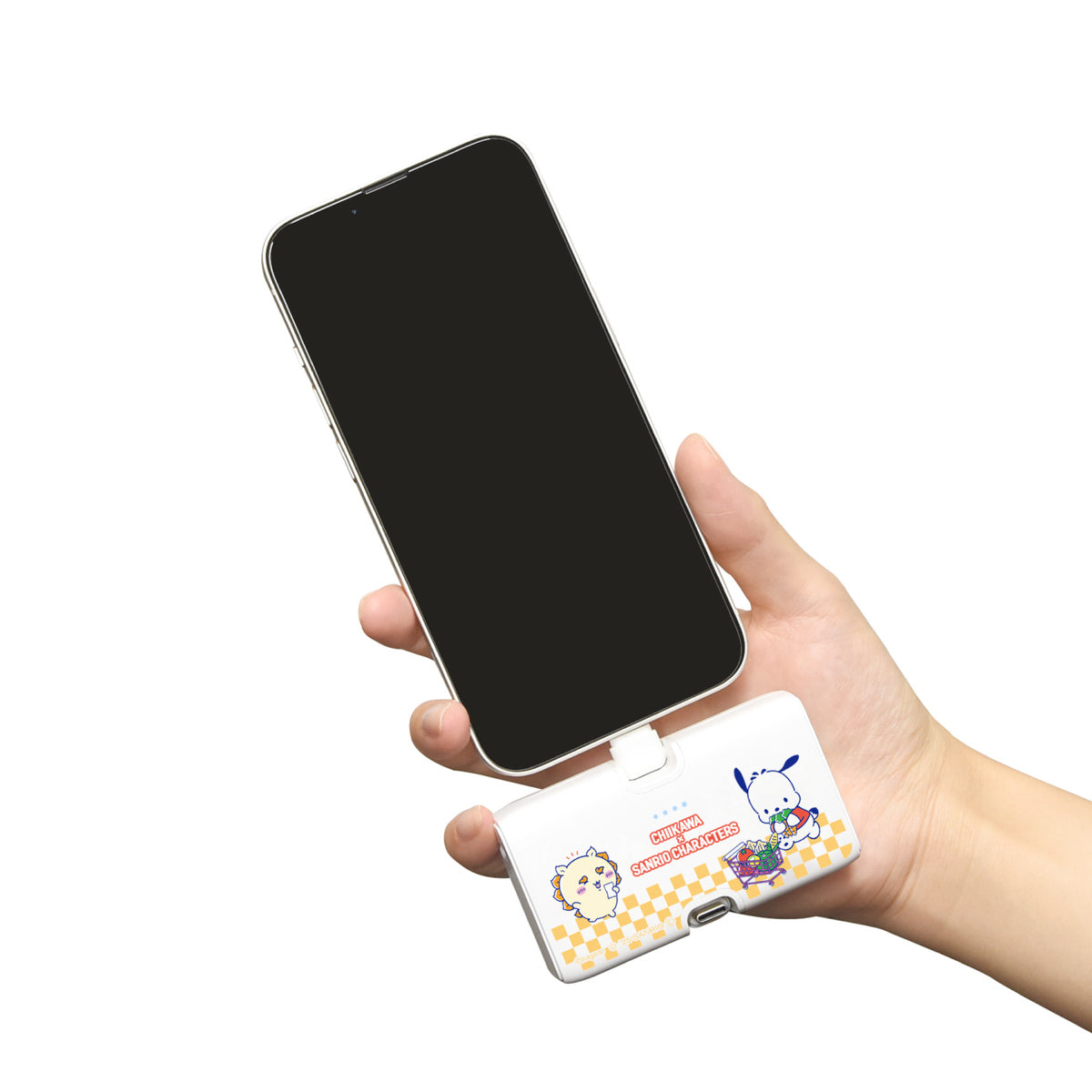 ちいかわ×サンリオキャラクターズ スーパーマーケットなLightning／Type-Cコネクタ付き リチウムイオン充電器 4000mAh（シーサー＆ポチャッコ）