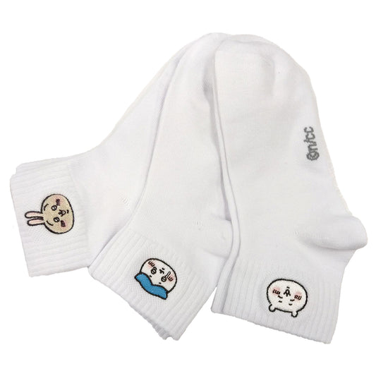 Chiikawa One-Point Embroidered Socks 3-Piece Set (White) Women's Size