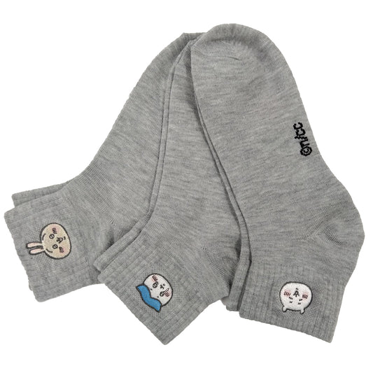 Chiikawa One-Point Embroidered Socks 3-Piece Set (Gray) Men's Size