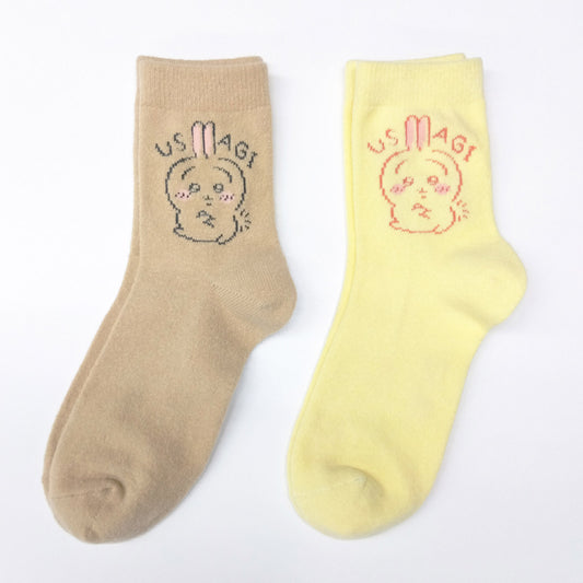 吉伊卡哇 居家襪（兔子 黃色・米色）女士用 2雙組