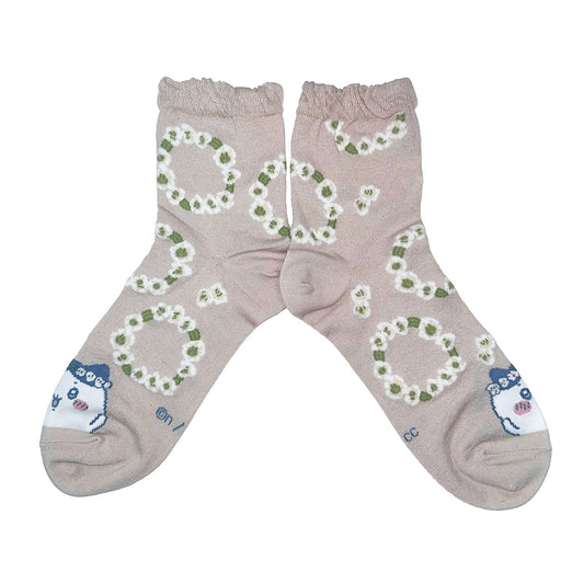 Chiikawa Soft Crew Socks (Hachiware Lily Beige) Women's Size