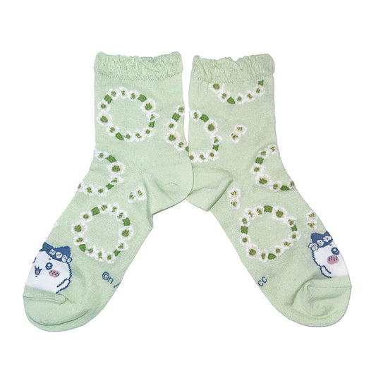 Chiikawa Soft Crew Socks (Hachiware Lily Green) Women's Size