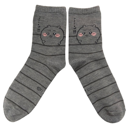 ちいかわ クルーソックス（ちいかわ決意 グレー） メンズ用