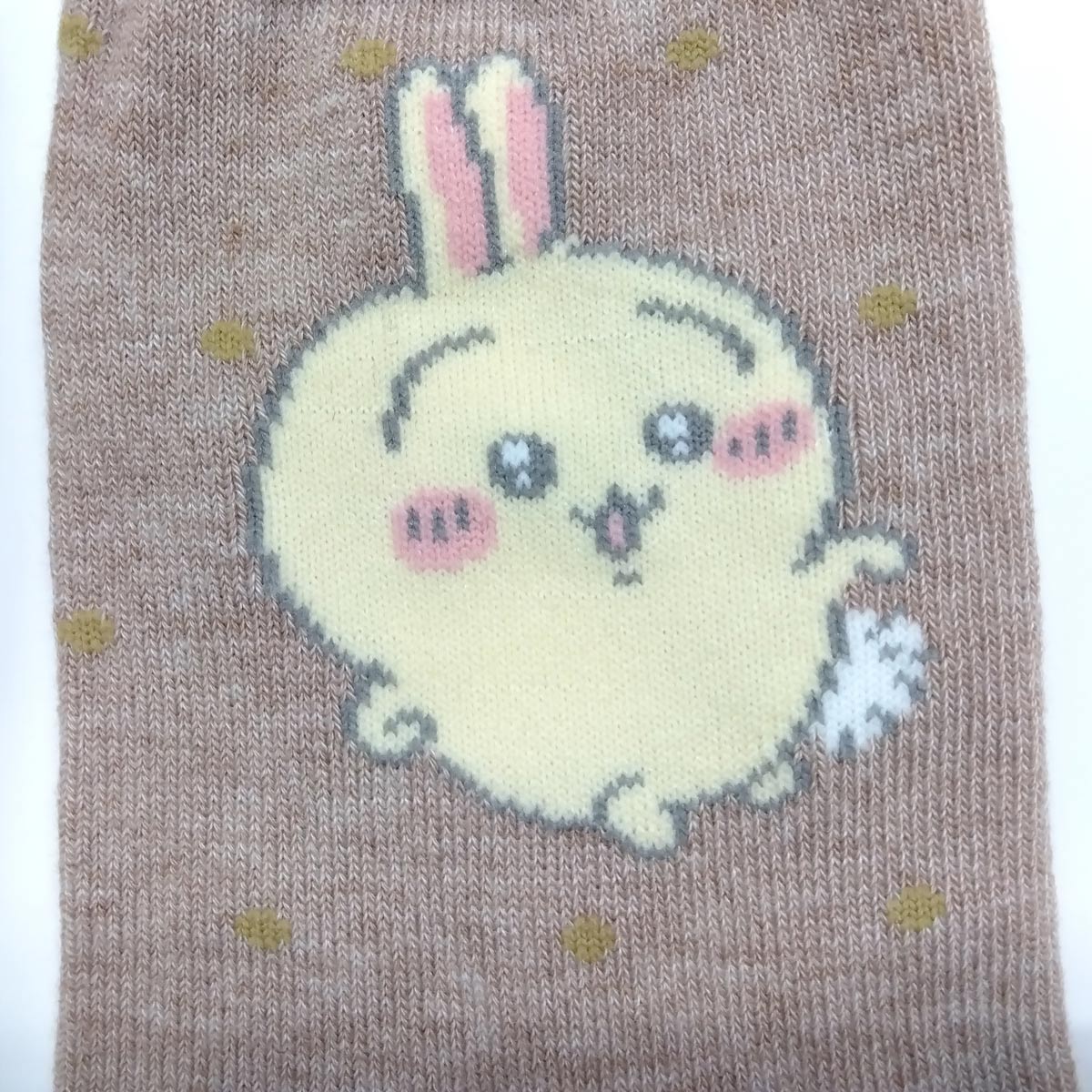 ちいかわ クルーソックス（うさぎドット ベージュ） メンズ用