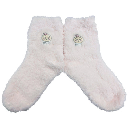 Chiikawa Fluffy Crew Socks (Usagi Pink) Women's