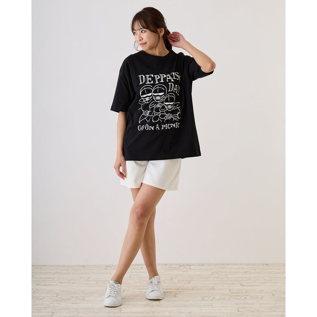ちいかわ お出かけ楽しみ！な ビッグTシャツ 鎧デッパツ ブラック