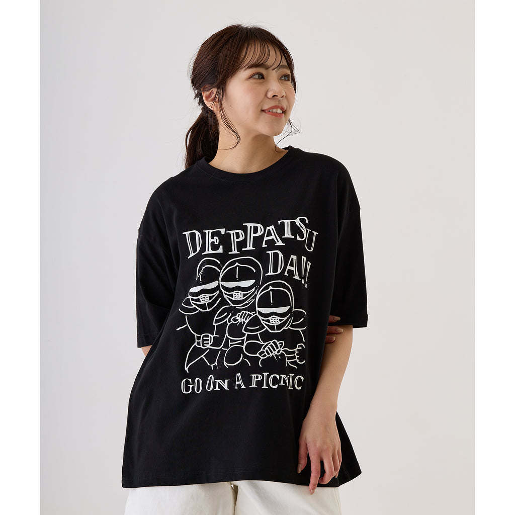 ちいかわ お出かけ楽しみ！な ビッグTシャツ 鎧デッパツ ブラック