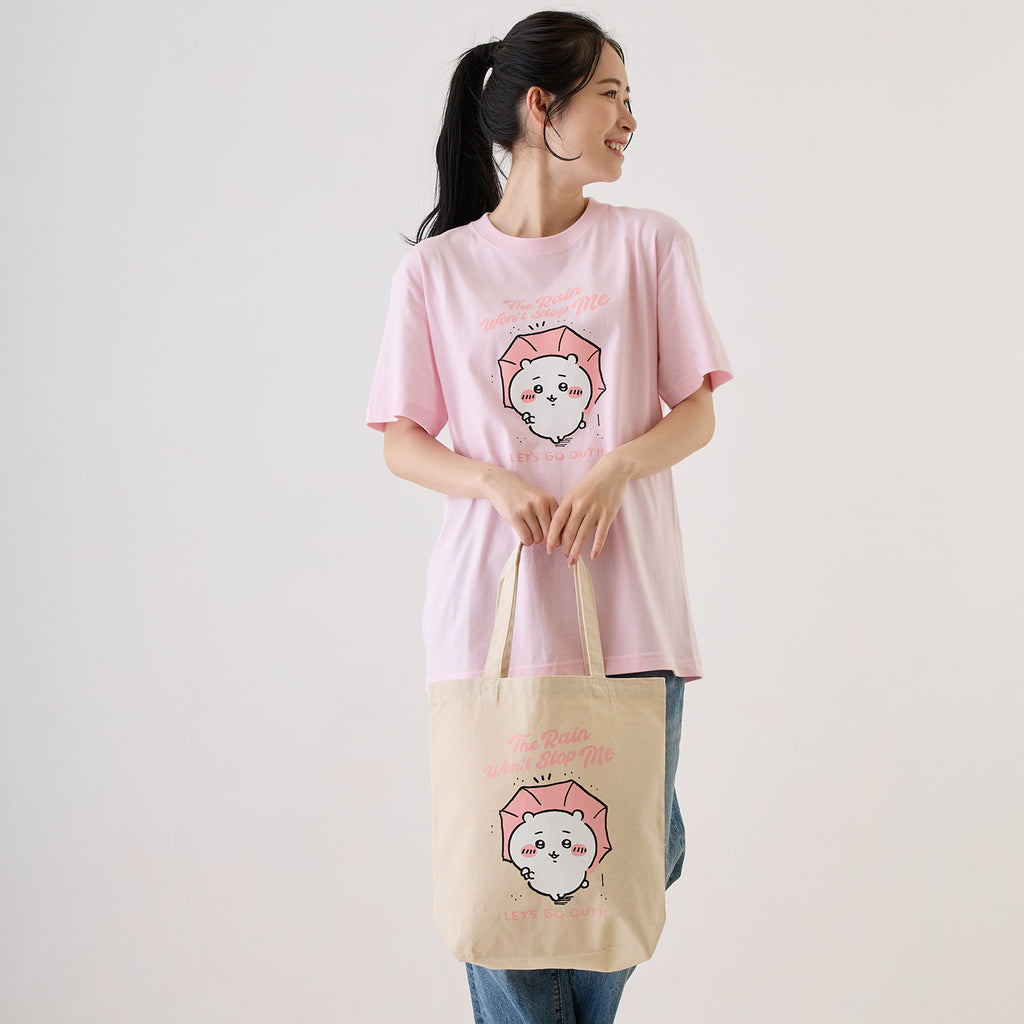 ちいかわ お出かけ楽しみ！な トートバッグ ちいかわと傘 ナチュラル