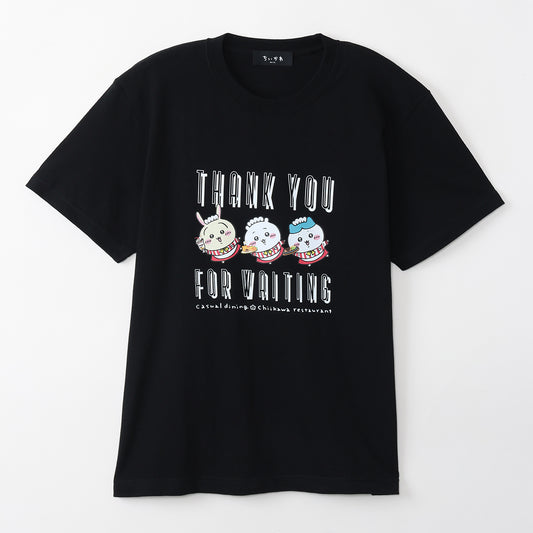 치이카와 치이카와레스토랑 티셔츠 THANK YOU FOR WAITING 블랙