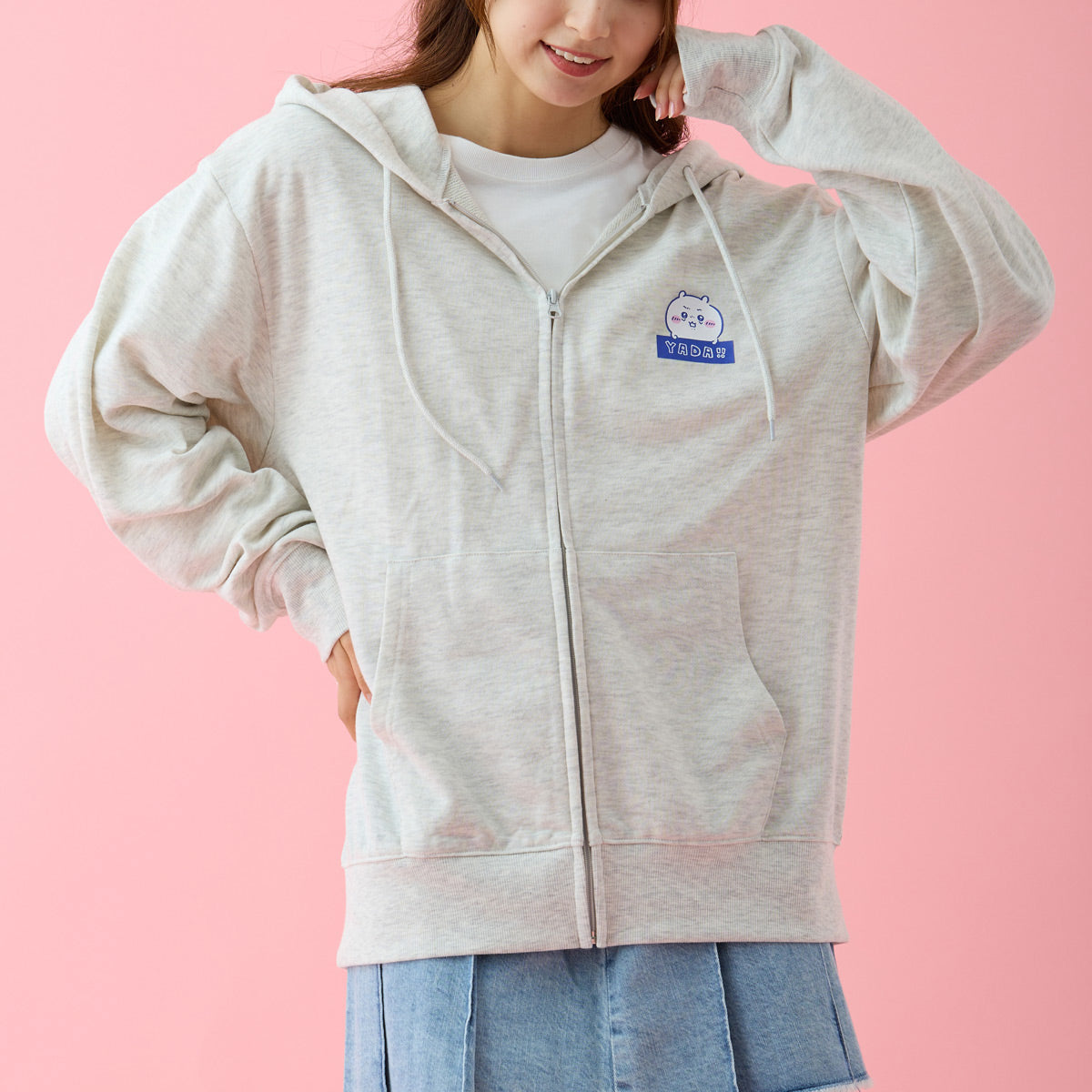 치이카와 ZIP 후드티 YADA! 믹스 그레이