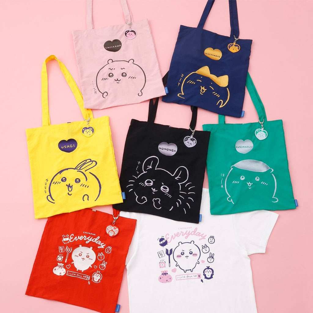 ちいかわ 刺繍トートバッグ モモンガハート ブラック  (刺繍キーホルダー付)