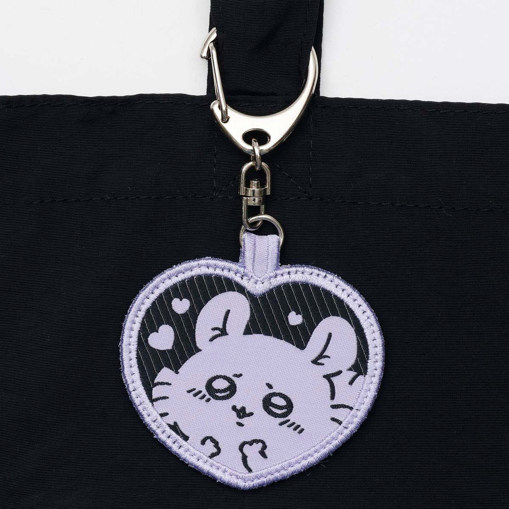 ちいかわ 刺繍トートバッグ モモンガハート ブラック  (刺繍キーホルダー付)
