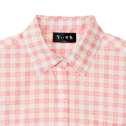 ちいかわ チェックシリーズ シャツ ちいかわ ピンク