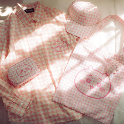 ちいかわ チェックシリーズ シャツ ちいかわ ピンク