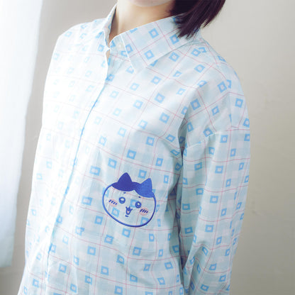 吉伊卡哇 格子系列衬衫 哈奇喵 蓝色