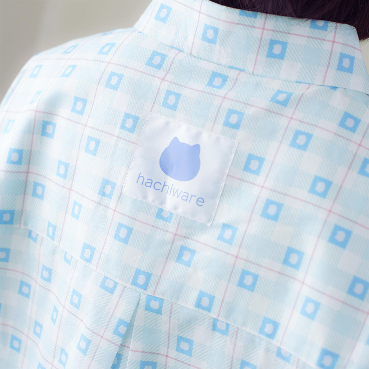 吉伊卡哇 格子系列衬衫 哈奇喵 蓝色
