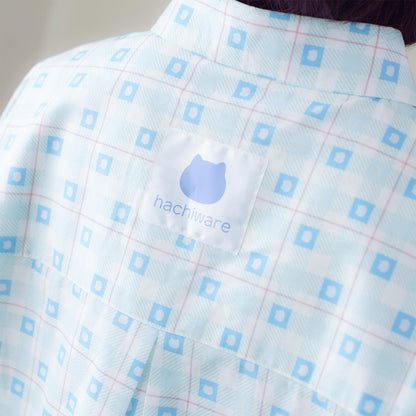 吉伊卡哇 格子系列衬衫 哈奇喵 蓝色