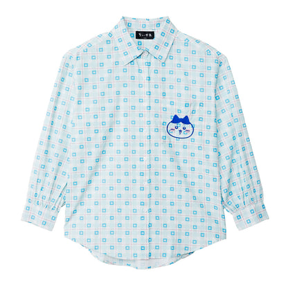 吉伊卡哇 格子系列衬衫 哈奇喵 蓝色
