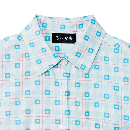 吉伊卡哇 格子系列衬衫 哈奇喵 蓝色