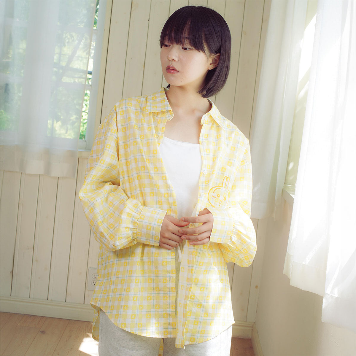 치이카와 체크 시리즈 셔츠 우사기 옐로우