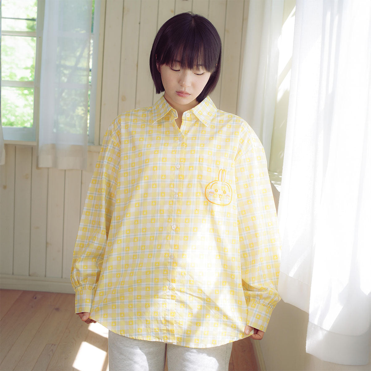 치이카와 체크 시리즈 셔츠 우사기 옐로우