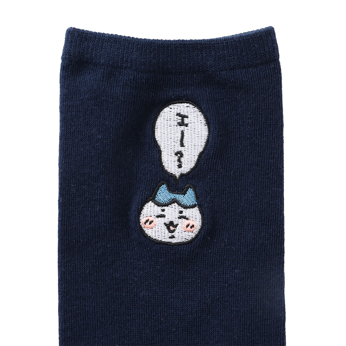 ちいかわ クルーソックス ワンポイント刺繍 ハチワレ ネイビー
