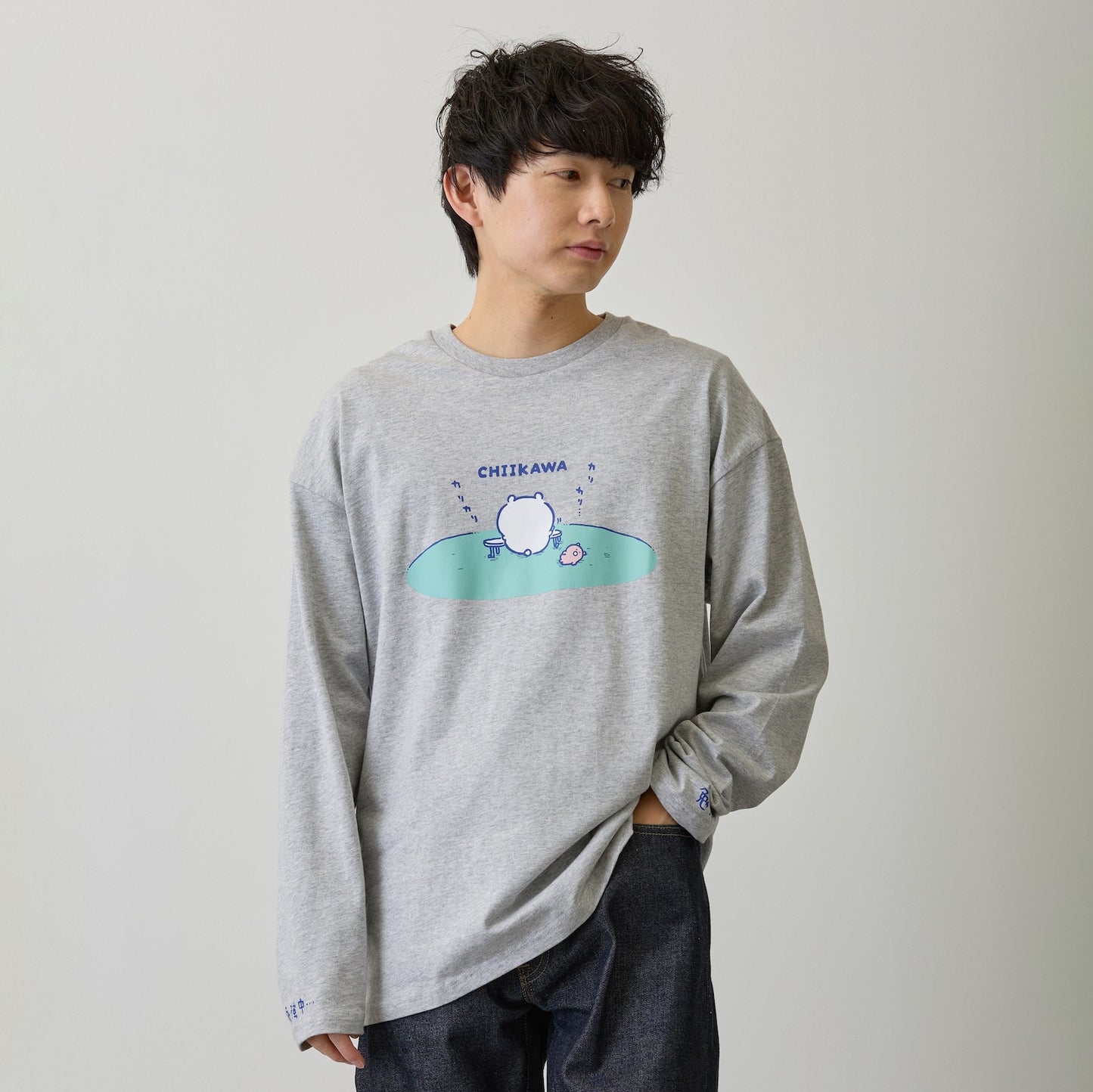 ちいかわ 長袖Tシャツ 試験勉強 アッシュ