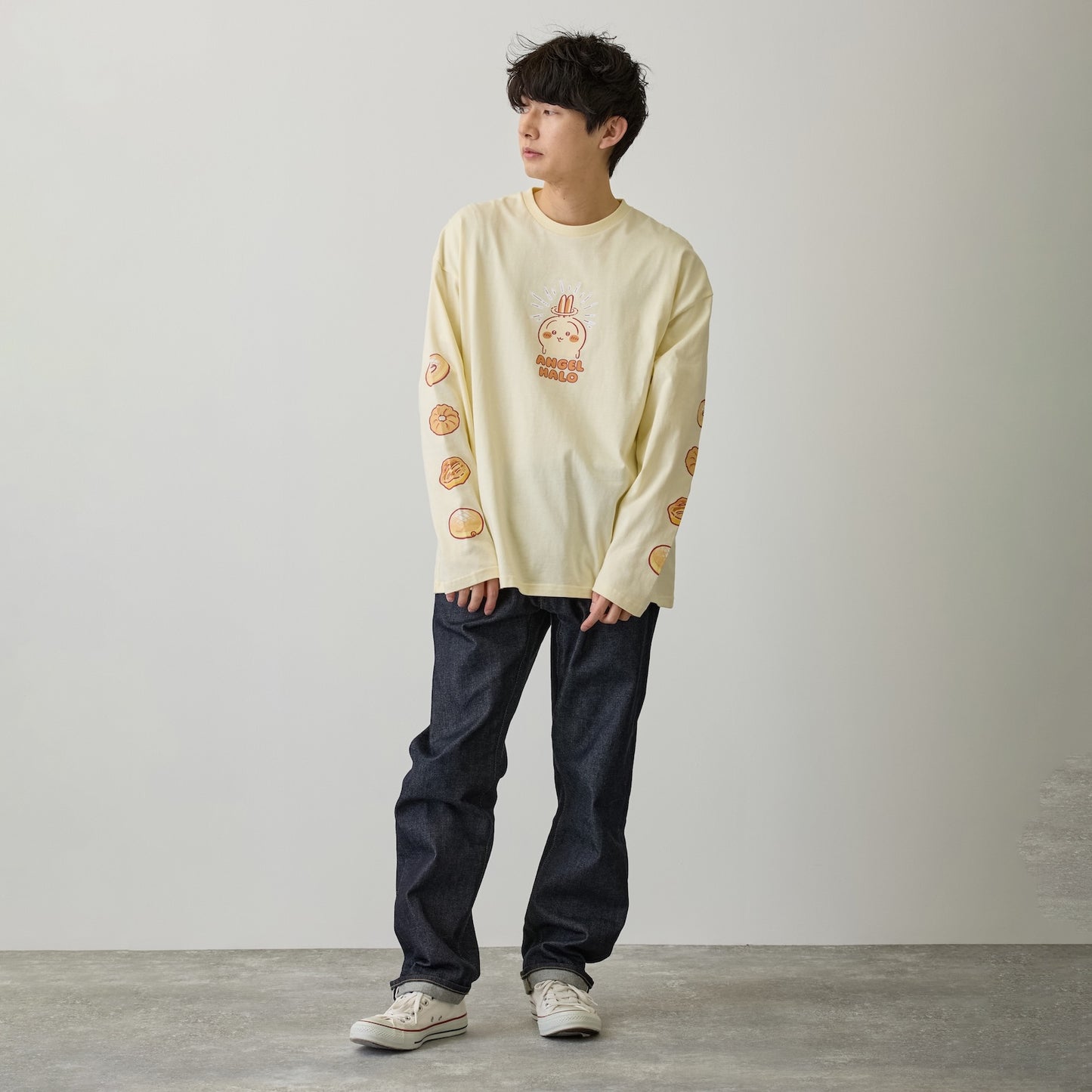 Chiikawa Long Sleeve T-Shirt Donut Yellow Beige