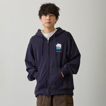 Chiikawa Zip-up Hoodie "It's the Exam!" Navy