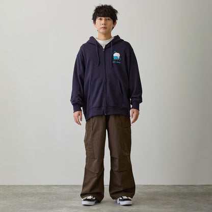 Chiikawa Zip-up Hoodie "It's the Exam!" Navy