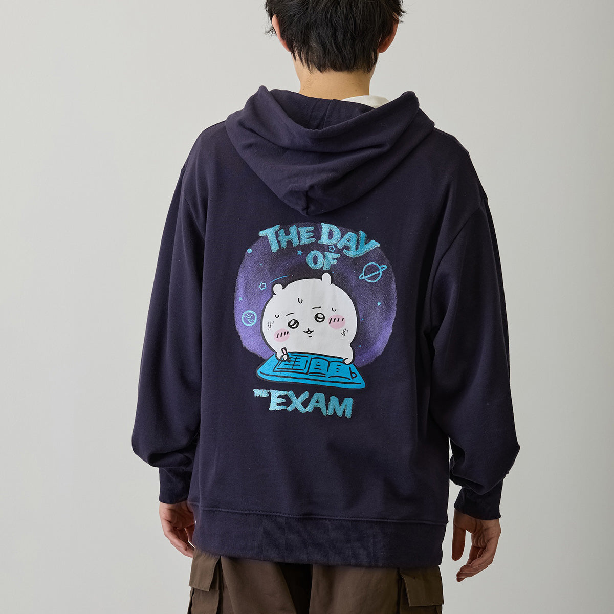 Chiikawa Zip-up Hoodie "It's the Exam!" Navy