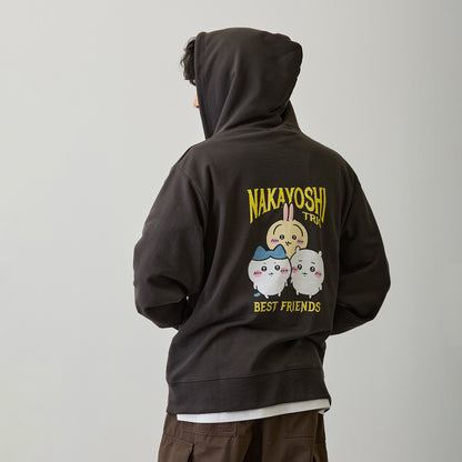 吉伊卡哇 拉鍊衛衣 要好三人組 炭黑
