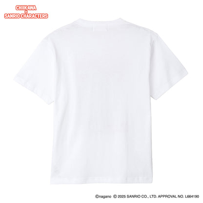 치이카와 × 산리오 캐릭터즈 티셔츠 슈퍼마켓 토끼・폼폼푸린 화이트