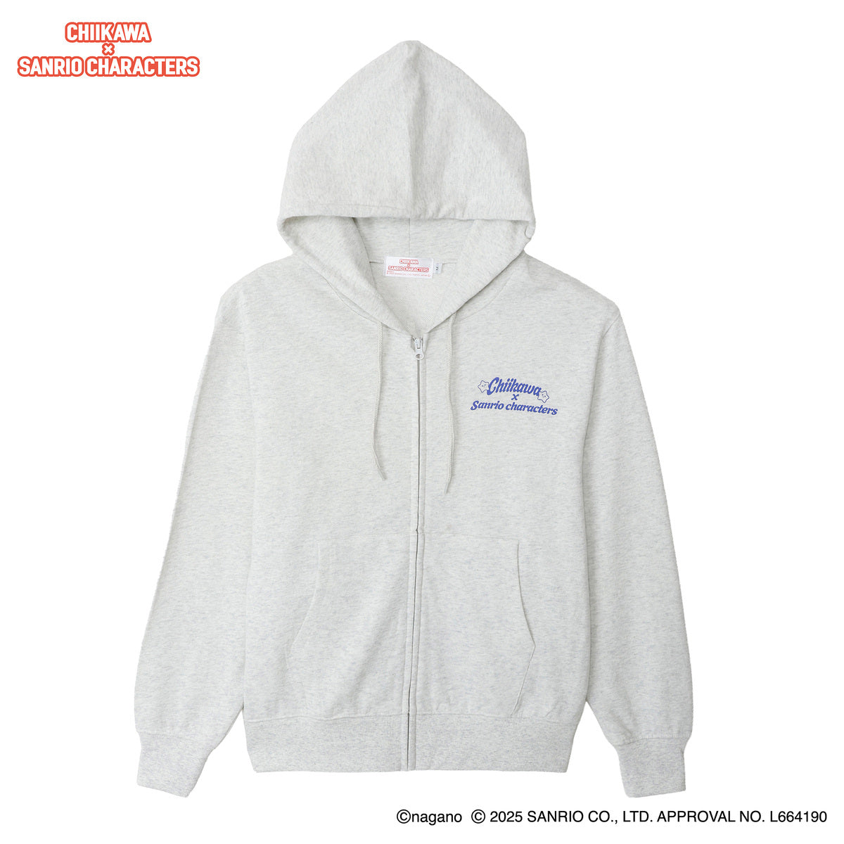 Chiikawa × Sanrio Characters Zip-up Hoodie Supermarket Everyone Ash