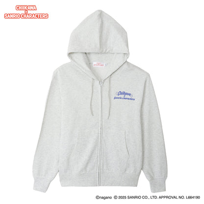 Chiikawa × Sanrio Characters Zip-up Hoodie Supermarket Everyone Ash