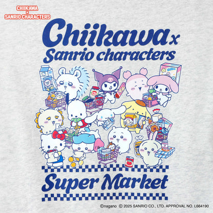 Chiikawa × Sanrio Characters Zip-up Hoodie Supermarket Everyone Ash