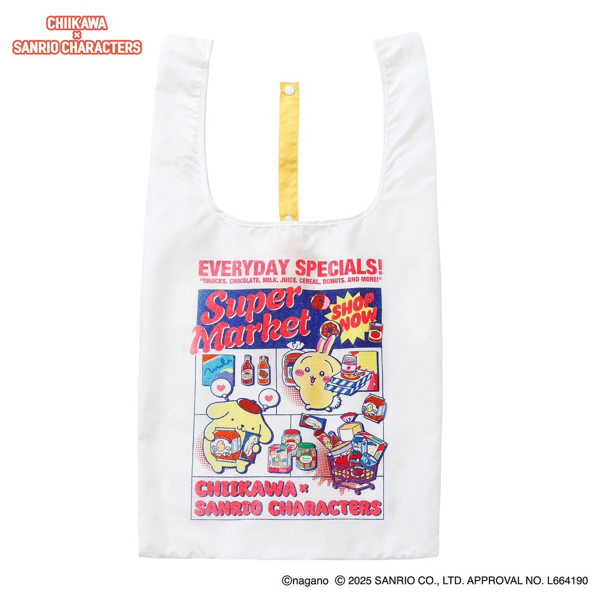 Chiikawa × Sanrio Characters Eco Bag Supermarket Usagi・Pompompurin White