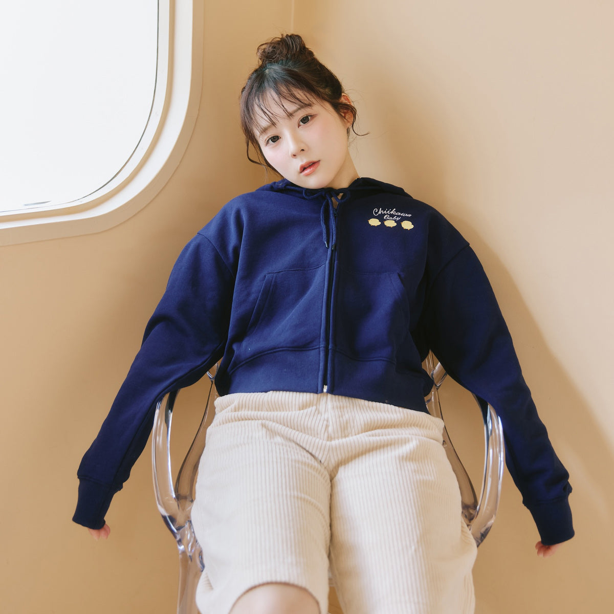 ちいかわ Chiikawa Baby ZIPパーカー おまる ネイビー