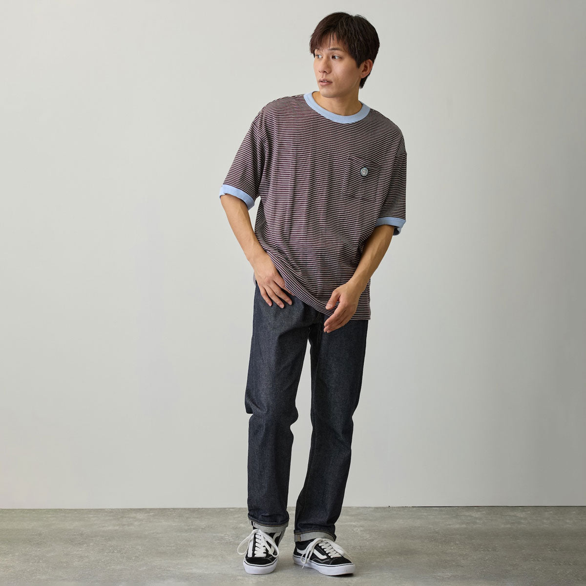 Chiikawa Big Silhouette Pocket T-shirt (Robert P.Miller×Talking / Momonga COFFEE)