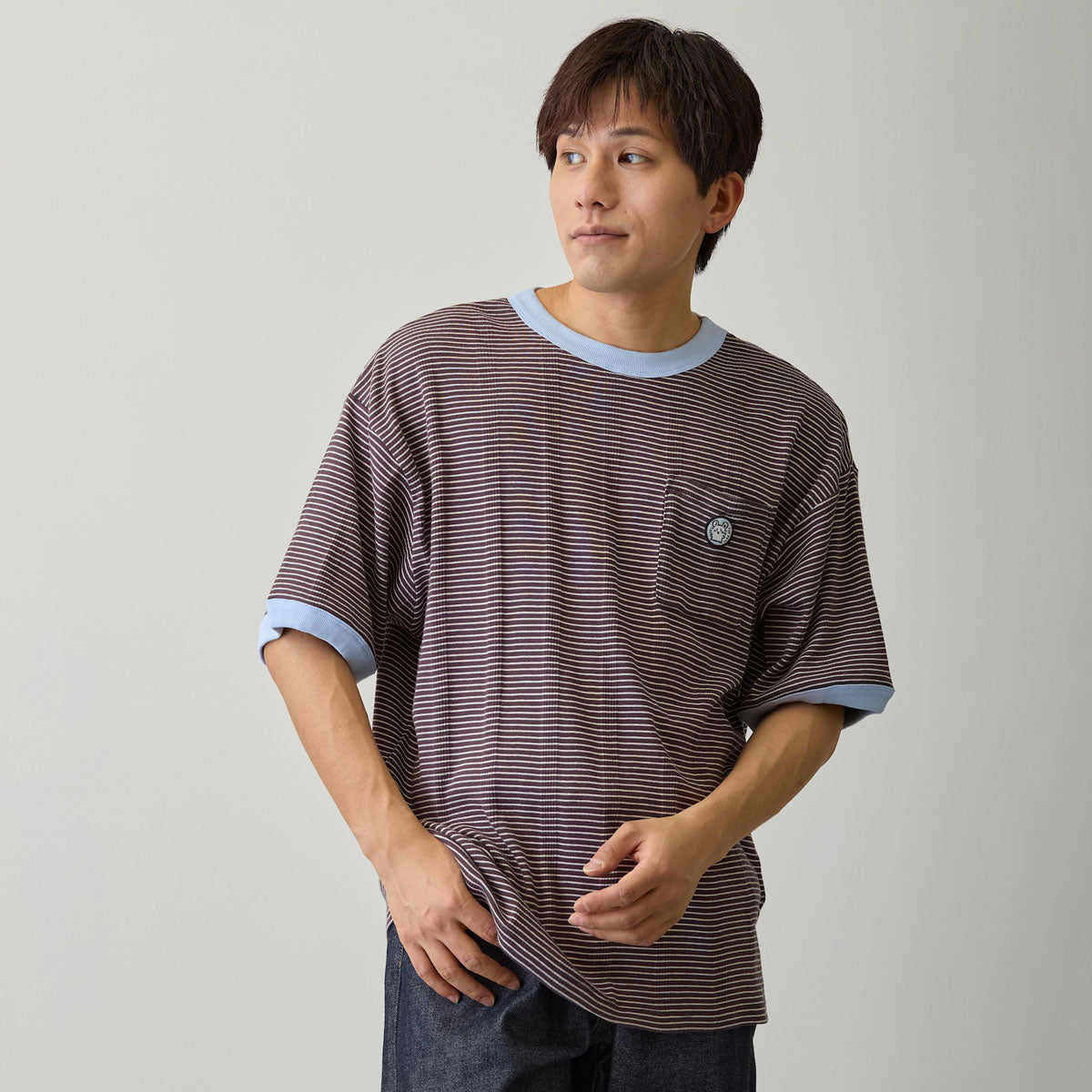 Chiikawa Big Silhouette Pocket T-shirt (Robert P.Miller×Talking / Momonga COFFEE)