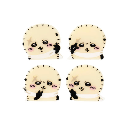 Chiikawa 4-Piece Acrylic Badge Set (Peace Rakko)