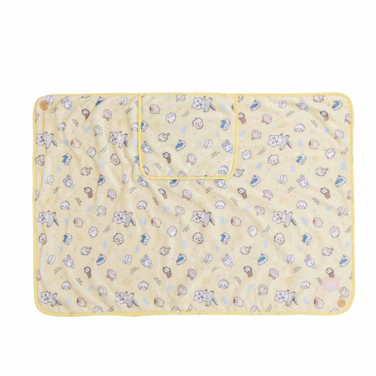 Chiikawa Warm 3-Way Blanket with Storage Pockets (Pastel Yellow)