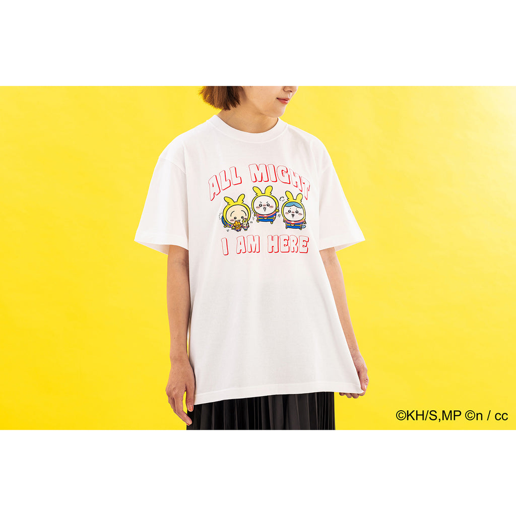 나의 히어로 아카데미아 × 치이카와 티셔츠 ALL MIGHT I AM HERE 화이트