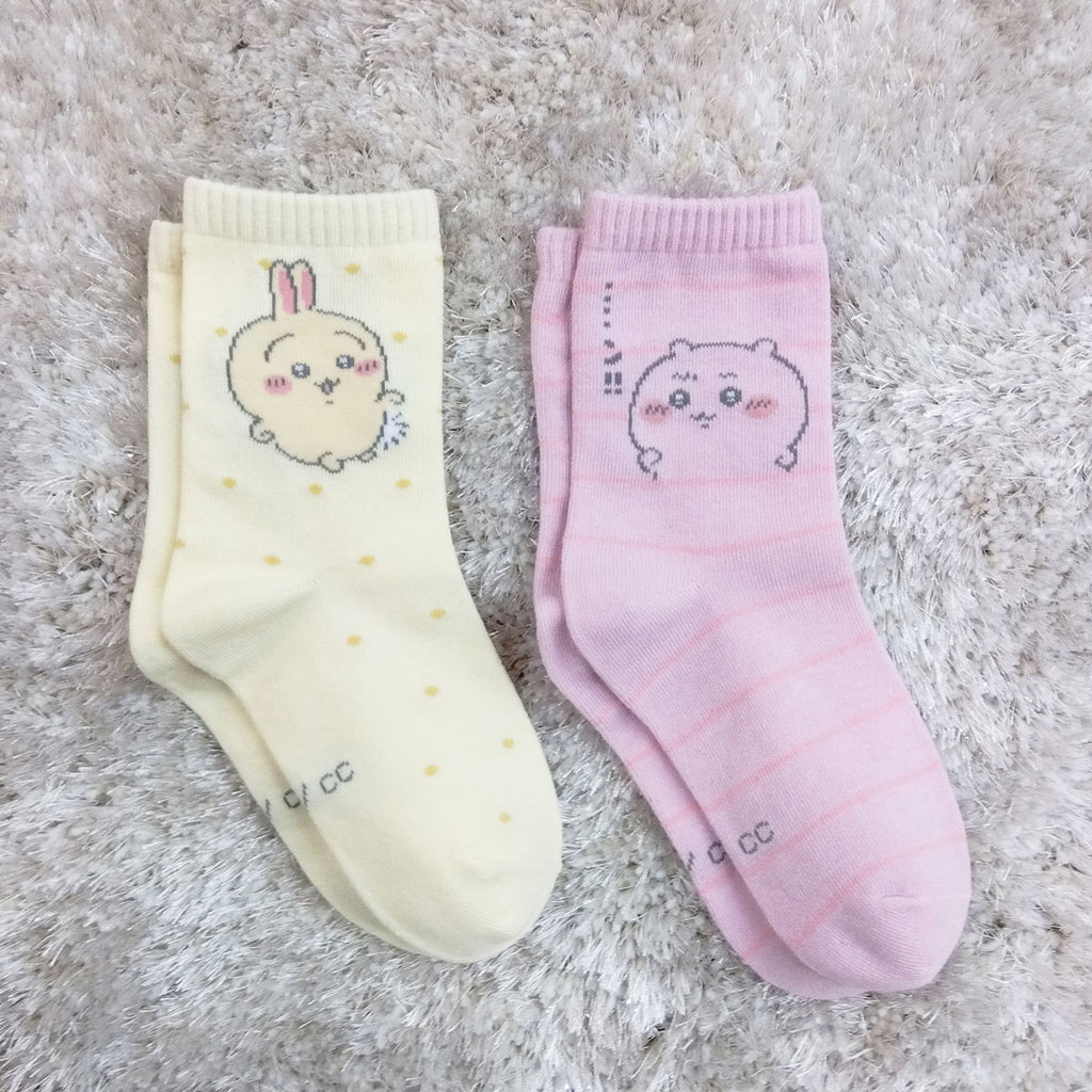 치이카와 크루 삭스 (우사기 도트 크림)