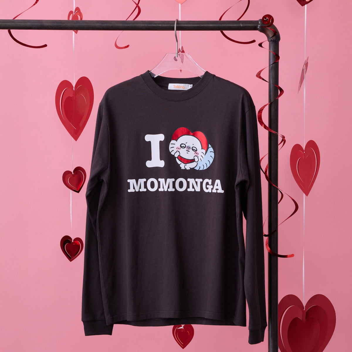 吉伊卡哇 長袖T恤 I LOVE MOMONGA 炭灰色