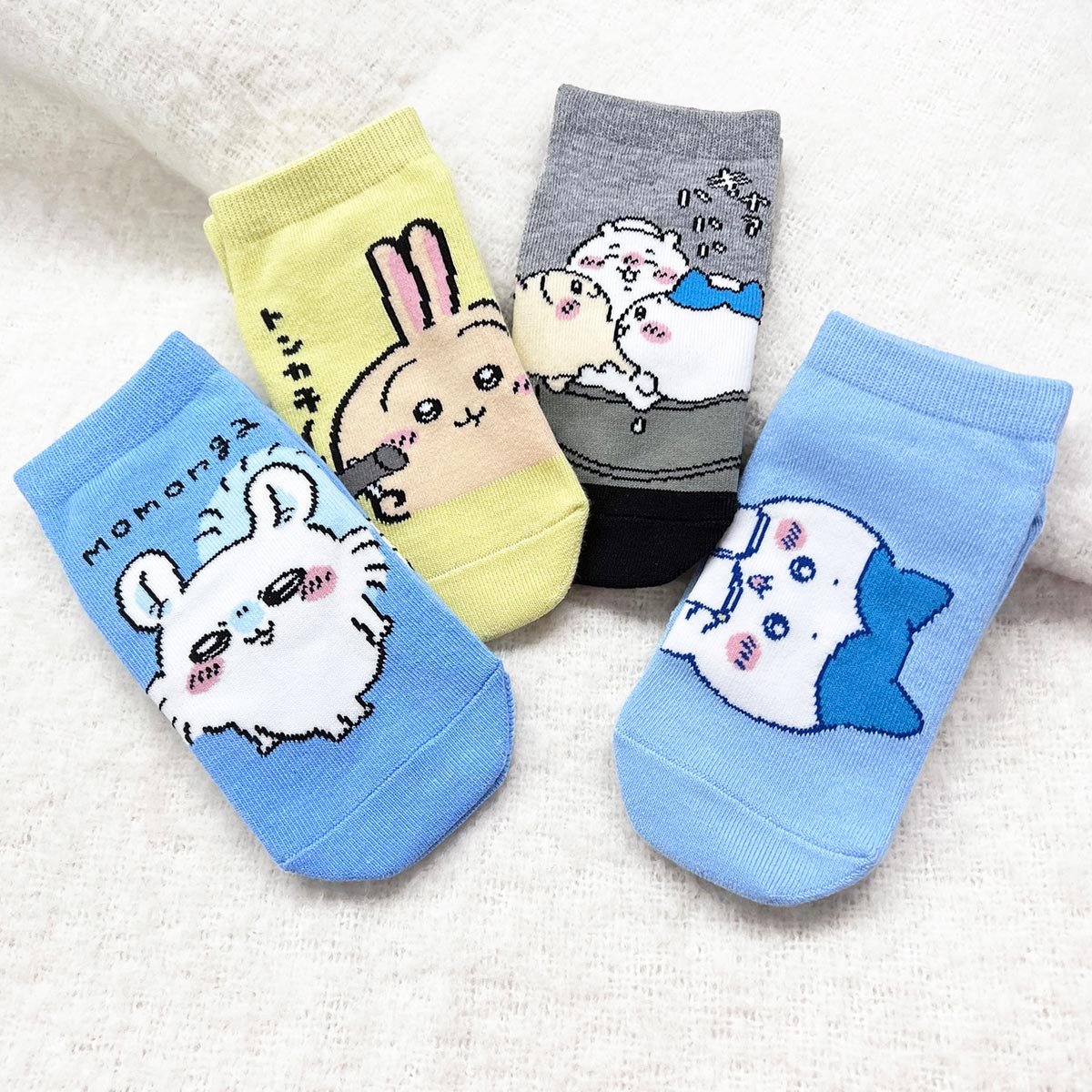 Chiikawa Sneaker-Length Socks (Hachiware Notebook, Sax Blue) Kids
