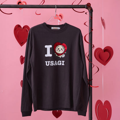 吉伊卡哇 長袖T恤 I LOVE USAGI 炭灰色