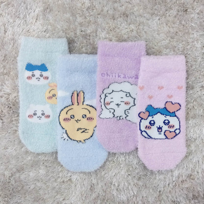 Chiikawa Fluffy Sneaker-Length Socks (Hachiware Heart Pink) Kids'